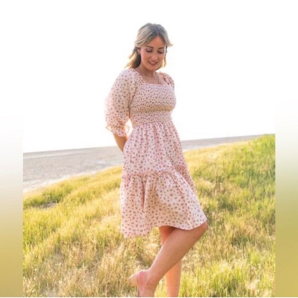 Ivy City Co Madeline short dress pink floral cotton cottagecore wedding feminine - Picture 2 of 7
